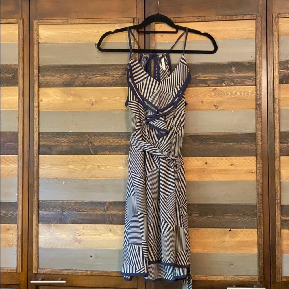 Hello Miss Blue & Tan Stripe Dress